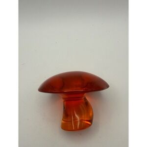 Vtg Viking MCM 1960s Art Glass persimmon Orange Mushroom Figurine Paperweight